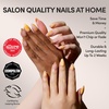 Glamnetic Press On Nails – Short Almond, Glossy Fake Nails 30 Pc Full Kit(5C – Sunny Shores)