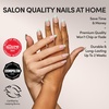 Glamnetic Press On Nails – Short Almond, Glossy Fake Nails 30 Pc Full Kit(5N – Pistachio Creme)