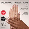 Glamnetic Press On Nails – Short Almond, Glossy Fake Nails 30 Pc Full Kit(5T – Café Crème)