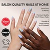 Glamnetic Press On Nails – Short Almond, Matte Fake Nails 30 Pc Full Kit(4A – Angel In Blue)