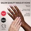 Glamnetic Press On Nails – Short Almond, Velvet Fake Nails 30 Pc Full Kit(2E – Love Knot)