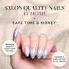 Glamnetic Press On Nails – Short Almond, Velvet Fake Nails 30 Pc Full Kit(2F – Something Blue)