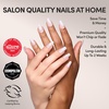 Glamnetic Press On Nails – Short Almond, Velvet Fake Nails 30 Pc Full Kit(4A – Lace Blush)