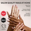 Glamnetic Press On Nails – Short Oval, Velvet Fake Nails 30 Pc Full Kit(1B – Classy French)