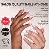 Glamnetic Press On Nails – Short Oval, Velvet Fake Nails 30 Pc Full Kit(2K – White Swan)