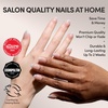 Glamnetic Press On Nails – Short Oval, Velvet Fake Nails 30 Pc Full Kit(2O – Into Blue)