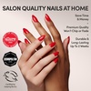 Glamnetic Press On Nails – Short Oval, Velvet Fake Nails 30 Pc Full Kit(3B – Fiery Red)