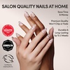 Glamnetic Press On Nails – Short Oval, Velvet Fake Nails 30 Pc Full Kit(3L – North Star)