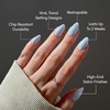 Glamnetic Press On Nails – Short Oval, Velvet Fake Nails 30 Pc Full Kit(3U – Blueberry Milk)