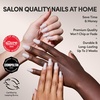 Glamnetic Press On Nails – Short Round, Glossy Fake Nails 30 Pc Full Kit(4D – Oat Milk)