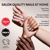Glamnetic Press On Nails – Short Round, Glossy Fake Nails 30 Pc Full Kit(4F – Milk Bath)