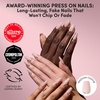 Glamnetic Press On Nails – Short Round, Glossy Fake Nails 30 Pc Full Kit(Gold Goals – Nude Reverse French Tip)