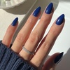 Glamnetic Press On Nails – Medium Square, Glossy Fake Nails 30 Pc Full Kit(Midnight Blue – Navy Blue Solid)