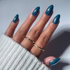 Glamnetic Press On Nails – Short Almond, Glossy Fake Nails 30 Pc Full Kit(1P – Midnight Teal)