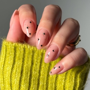 Glamnetic Press On Nails – Short Almond, Glossy Fake Nails 30 Pc Full Kit(1H – Pink Comet)