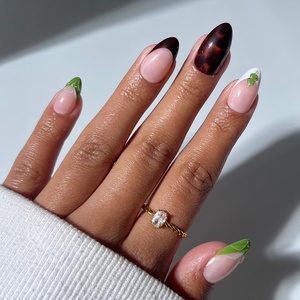 Glamnetic Press On Nails – Short Almond, Glossy Fake Nails 30 Pc Full Kit(1L – Antipasto)