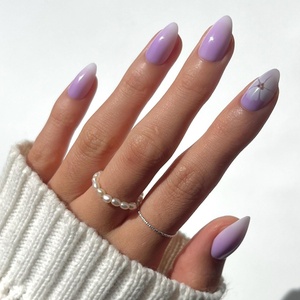 Glamnetic Press On Nails – Short Almond, Glossy Fake Nails 30 Pc Full Kit(1O – Lilac Reef)