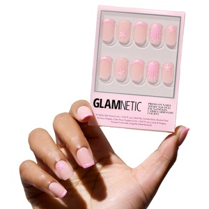 Glamnetic Press On Nails – Short Almond, Glossy Fake Nails 30 Pc Full Kit(2B – Blush Dunes)