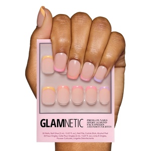 Glamnetic Press On Nails – Short Almond, Glossy Fake Nails 30 Pc Full Kit(2C – Macarons)