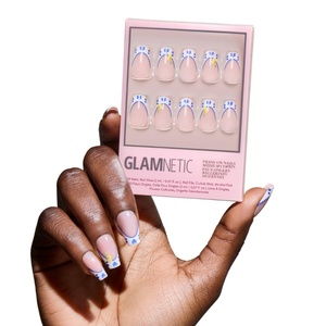 Glamnetic Press On Nails – Short Almond, Glossy Fake Nails 30 Pc Full Kit(3A – Tuscan Twist)