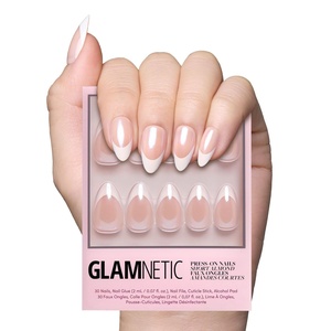 Glamnetic Press On Nails – Short Almond, Glossy Fake Nails 30 Pc Full Kit(5A – Mrs.)