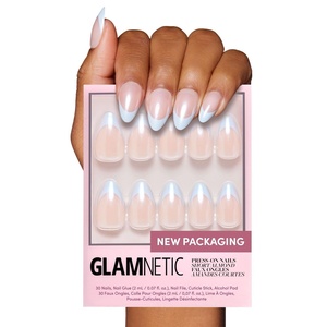 Glamnetic Press On Nails – Short Almond, Glossy Fake Nails 30 Pc Full Kit(5G – Blueberry Icing)