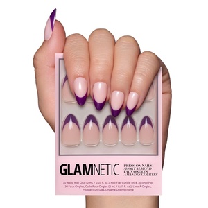 Glamnetic Press On Nails – Short Almond, Glossy Fake Nails 30 Pc Full Kit(5P – Plum)