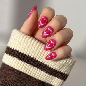 Glamnetic Press On Nails – Short Almond, Glossy Fake Nails 30 Pc Full Kit(Pink)
