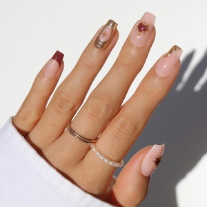 Glamnetic Press On Nails – Short Almond, Matte Fake Nails 30 Pc Full Kit(1A – Queen Of Hearts)