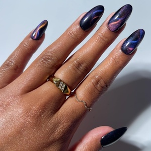 Glamnetic Press On Nails – Short Almond, Matte Fake Nails 30 Pc Full Kit(2A – Mystic Topaz)