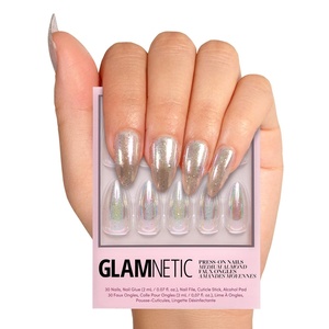 Glamnetic Press On Nails – Short Almond, Matte Fake Nails 30 Pc Full Kit(2U – Stardust)
