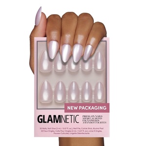 Glamnetic Press On Nails – Short Almond, Matte Fake Nails 30 Pc Full Kit(4J – Selenite)