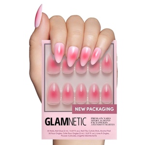 Glamnetic Press On Nails – Short Almond, Matte Fake Nails 30 Pc Full Kit(4L – Blushing Aura)