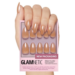 Glamnetic Press On Nails – Short Almond, Matte Fake Nails 30 Pc Full Kit(4M – Maple Glaze)