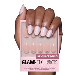 Glamnetic Press On Nails – Short Almond, Matte Fake Nails 30 Pc Full Kit(5A – Silver Belle)