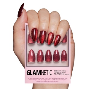 Glamnetic Press On Nails – Short Almond, Matte Fake Nails 30 Pc Full Kit(Ruby Slipper)