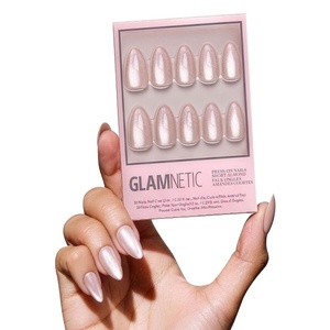 Glamnetic Press On Nails – Short Almond, Velvet Fake Nails 30 Pc Full Kit(2B – The Vow)