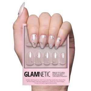 Glamnetic Press On Nails – Short Almond, Velvet Fake Nails 30 Pc Full Kit(2G – First Dance)