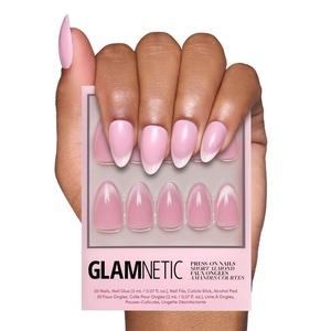Glamnetic Press On Nails – Short Almond, Velvet Fake Nails 30 Pc Full Kit(2I – Lovers Blush)