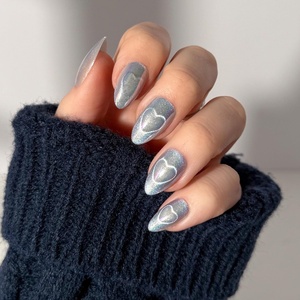 Glamnetic Press On Nails – Short Almond, Velvet Fake Nails 30 Pc Full Kit(2L – Electric Lover)