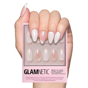Glamnetic Press On Nails – Short Almond, Velvet Fake Nails 30 Pc Full Kit(2R – Lovey Dovey)