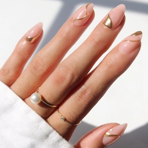 Glamnetic Press On Nails – Short Almond, Velvet Fake Nails 30 Pc Full Kit(5 – I AM A RICH MAN?)