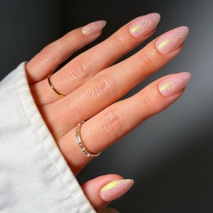 Glamnetic Press On Nails – Short Almond, Velvet Fake Nails 30 Pc Full Kit(Fairy Flexx)