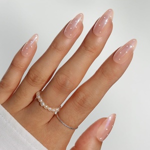 Glamnetic Press On Nails – Short Oval, Velvet Fake Nails 30 Pc Full Kit(2A – Sugar Glazed)
