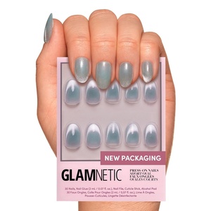 Glamnetic Press On Nails – Short Oval, Velvet Fake Nails 30 Pc Full Kit(2L – Unicorn Tears)