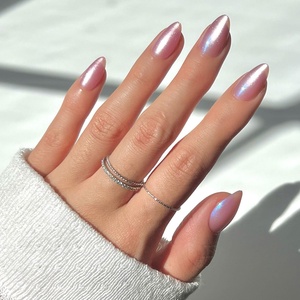 Glamnetic Press On Nails – Short Oval, Velvet Fake Nails 30 Pc Full Kit(3A – Seaspell)