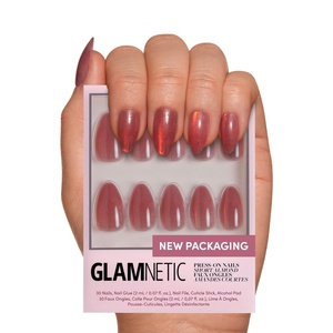 Glamnetic Press On Nails – Short Oval, Velvet Fake Nails 30 Pc Full Kit(3I – Rosé)