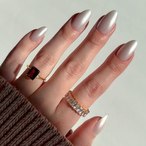 Glamnetic Press On Nails – Short Oval, Velvet Fake Nails 30 Pc Full Kit(3M – Hailey)