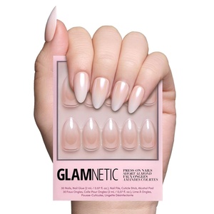 Glamnetic Press On Nails – Short Oval, Velvet Fake Nails 30 Pc Full Kit(3P – Fiancéd)