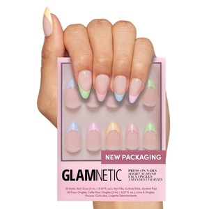 Glamnetic Press On Nails – Short Oval, Velvet Fake Nails 30 Pc Full Kit(3T – Confetti)